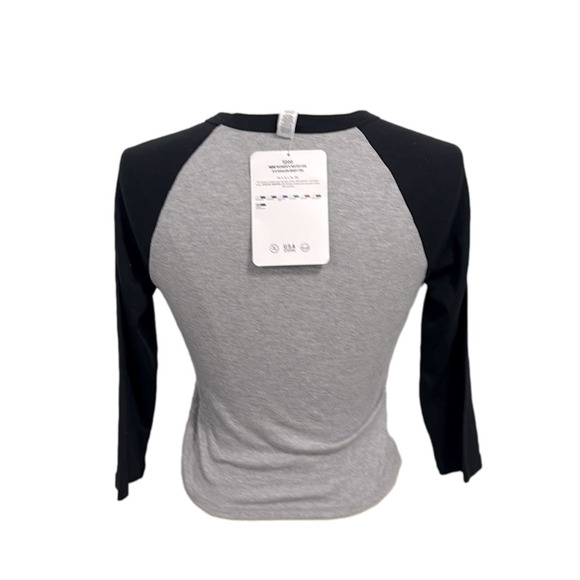 Women’s Micro Rib 3/4 Raglan Baby Tee w/Destiny Graphic Print | Color: Grey/Blk - Picture 2 of 3